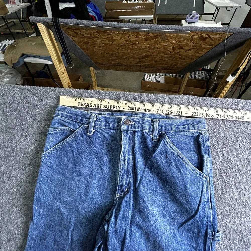 Wrangler Carpenter Jeans Mens Size 34x34 Blue Denim Utility Workwear Hammer Loop